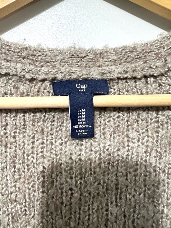 GAP Taupe Brown Cropped Knit Cardigan V-Neck Button Up Wool Blend Size Medium - Picture 3 of 11